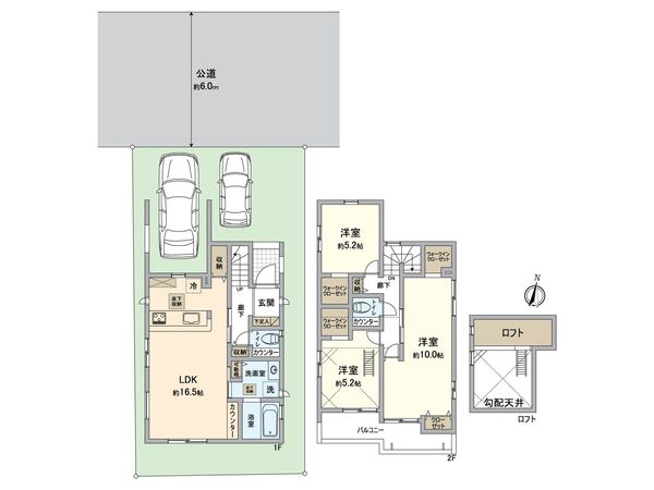 春日部市豊町4丁目 新築戸建 間取図(平面図) 春日部市豊町4丁目 新築戸建 間取図(平面図)