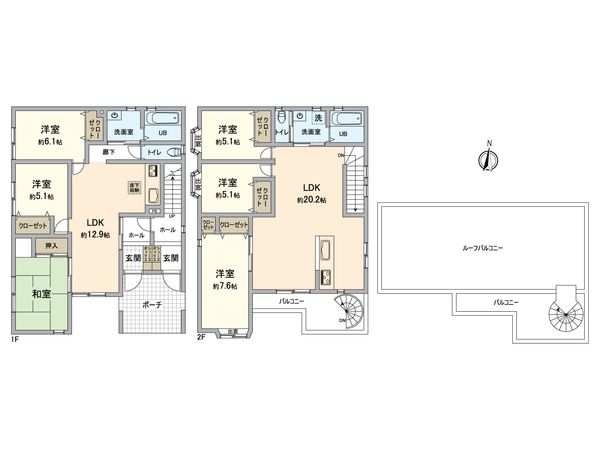 越谷市レイクタウン2丁目 戸建 間取図(平面図) 越谷市レイクタウン2丁目 戸建 間取図(平面図)