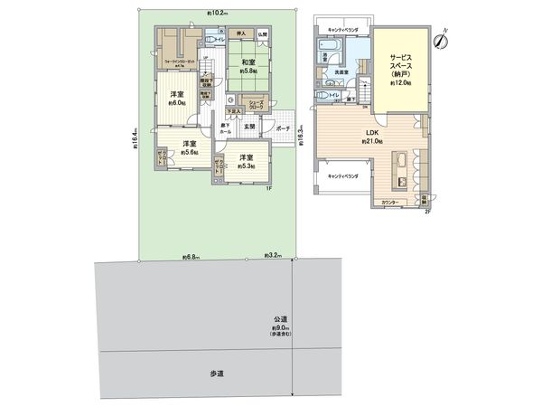 越谷市レイクタウン1丁目 戸建 間取図(平面図) 越谷市レイクタウン1丁目 戸建 間取図(平面図)