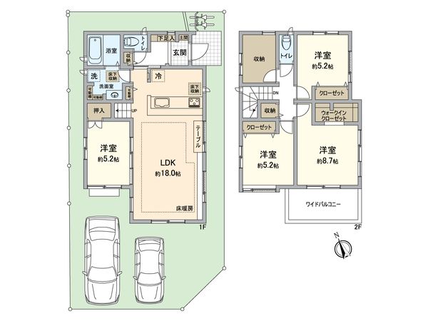 越谷市大字大泊 戸建 間取図(平面図) 越谷市大字大泊 戸建 間取図(平面図)