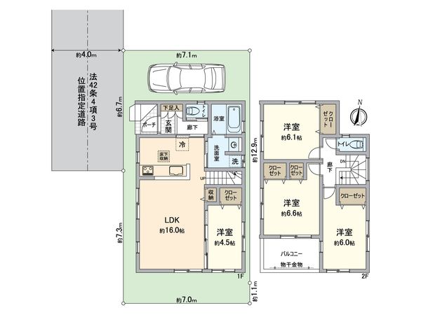 春日部市備後西2丁目 新築戸建 間取図(平面図)