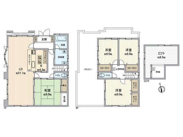 春日部市一ノ割4丁目 戸建 間取図(平面図)