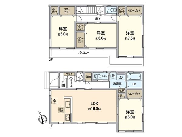 越谷市赤山町3丁目 戸建 間取図(平面図)