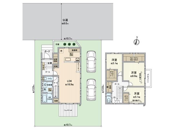 越谷市レイクタウン6丁目 戸建 間取図(平面図) 越谷市レイクタウン6丁目 戸建 間取図(平面図)