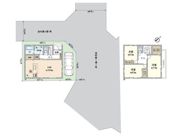 越谷市東大沢3丁目 新築戸建 間取図(平面図)
