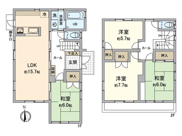 越谷市蒲生南町 戸建 間取図(平面図) 越谷市蒲生南町 戸建 間取図(平面図)