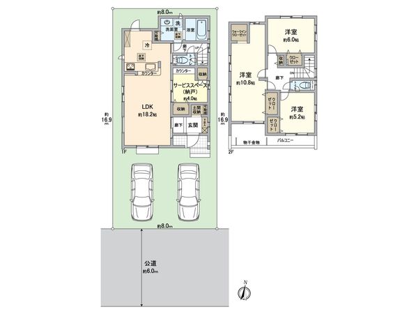 春日部市中央8丁目 新築戸建 間取図(平面図) 春日部市中央8丁目 新築戸建 間取図(平面図)