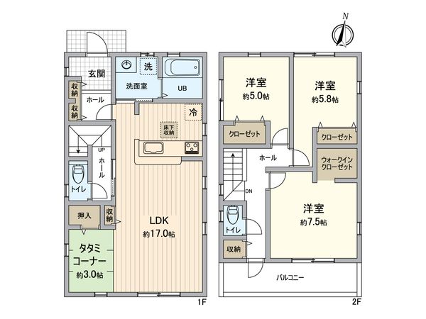 越谷市大沼3丁目 間取図(平面図)