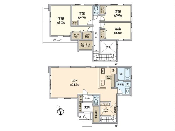 越谷市宮本町2丁目 新築戸建 間取図(平面図) 越谷市宮本町2丁目 新築戸建 間取図(平面図)