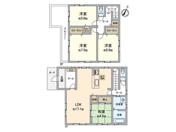 春日部市中央3丁目 戸建 間取図(平面図)