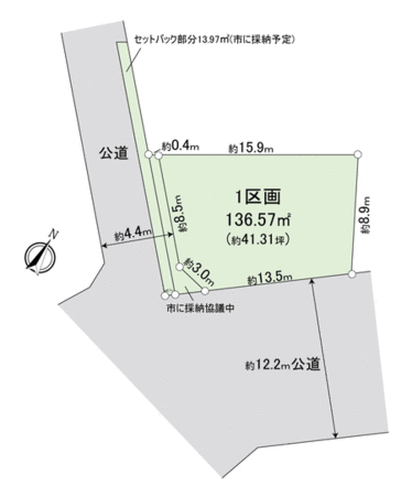 富士見市上沢3丁目 土地 1区画 地形図