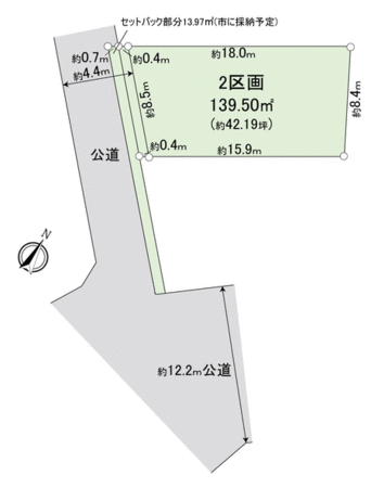 富士見市上沢3丁目 土地 2区画 地形図