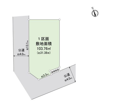 富士見市関沢2丁目 1号地 売地 区画図 富士見市関沢2丁目 1号地 売地 区画図