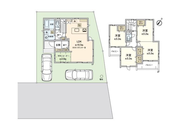 ふじみ野市大井中央1丁目 50号棟 新築戸建(セントラルパークヒルズ) 間取図(平面図) ふじみ野市大井中央1丁目 50号棟 新築戸建(セントラルパークヒルズ) 間取図(平面図)