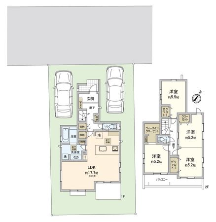 ふじみ野市大井中央1丁目 52号棟 新築戸建(セントラルパークヒルズ) 間取図(平面図) ふじみ野市大井中央1丁目 52号棟 新築戸建(セントラルパークヒルズ) 間取図(平面図)