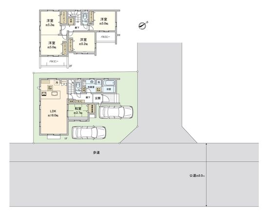 ふじみ野市大井中央1丁目 1号棟 新築戸建(セントラルパークヒルズ) 間取図(平面図) ふじみ野市大井中央1丁目 1号棟 新築戸建(セントラルパークヒルズ) 間取図(平面図)