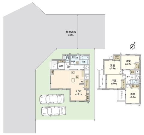 ふじみ野市大井中央1丁目 48号棟 新築戸建(セントラルパークヒルズ) 間取図(平面図) ふじみ野市大井中央1丁目 48号棟 新築戸建(セントラルパークヒルズ) 間取図(平面図)