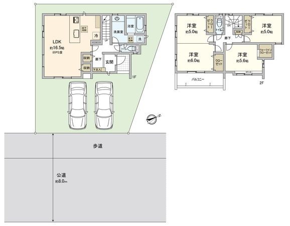 ふじみ野市大井中央1丁目 55号棟 新築戸建(セントラルパークヒルズ) 間取図(平面図) ふじみ野市大井中央1丁目 55号棟 新築戸建(セントラルパークヒルズ) 間取図(平面図)