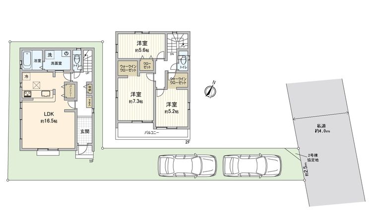 ふじみ野市苗間 7期 2号棟 新築戸建 間取図(平面図) ふじみ野市苗間 7期 2号棟 新築戸建 間取図(平面図)