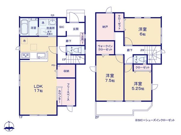 ふじみ野市中ノ島1丁目 2期 3号棟 新築戸建 間取図(平面図) 間取図(平面図)