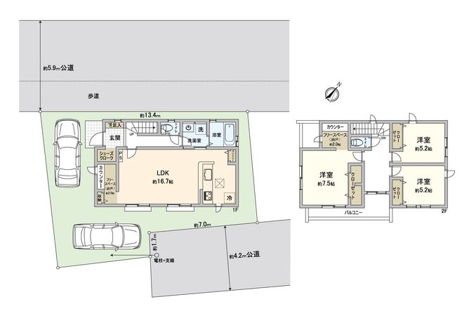 富士見市渡戸1丁目 13期 新築戸建 間取図(平面図)