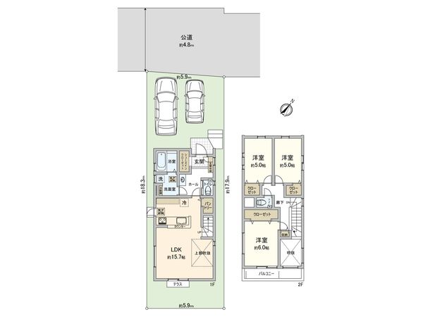 富士見市諏訪2丁目 5号棟 新築戸建 間取図(平面図) 富士見市諏訪2丁目 5号棟 新築戸建 間取図(平面図)