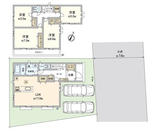 ふじみ野市亀久保3丁目 E号棟 新築戸建 間取図(平面図) ふじみ野市亀久保3丁目 E号棟 新築戸建 間取図(平面図)