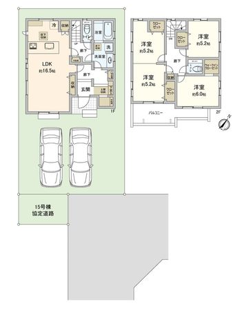 ふじみ野市大井中央1丁目 15号棟 新築戸建(セントラルパークヒルズ) 間取図(平面図) ふじみ野市大井中央1丁目 15号棟 新築戸建(セントラルパークヒルズ) 間取図(平面図)