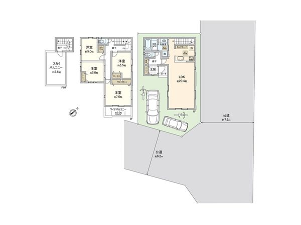 川越市大字藤間 戸建 1号棟 間取図(平面図)