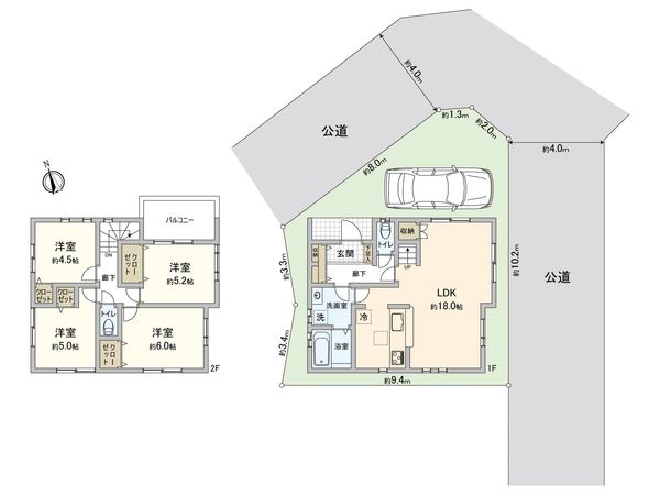 富士見市渡戸2丁目 第二 新築戸建 間取図(平面図) 間取図(平面図)