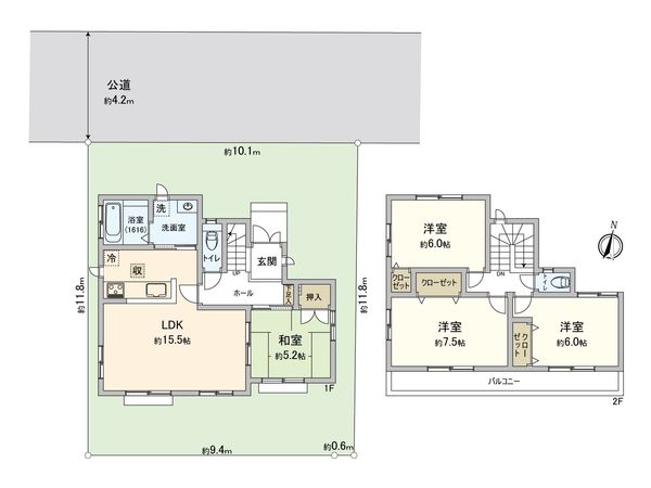 ふじみ野市仲1丁目 戸建 間取図(平面図)