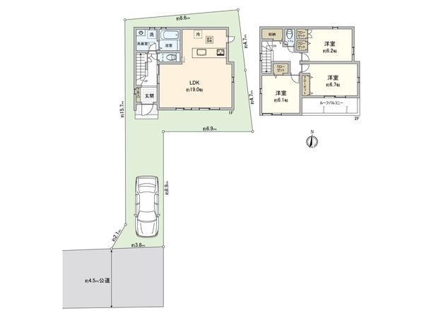 ふじみ野市仲2丁目 第1期 4号棟 新築戸建 間取図(平面図) 間取図(平面図)