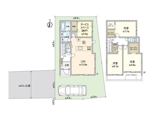 ふじみ野市仲2丁目 第1期 5号棟 新築戸建 間取図(平面図) 間取図(平面図)