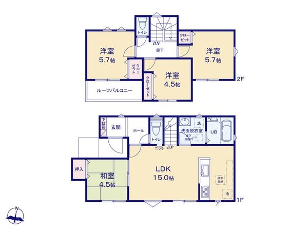 ふじみ野市苗間 1期 新築戸建 間取図(平面図)