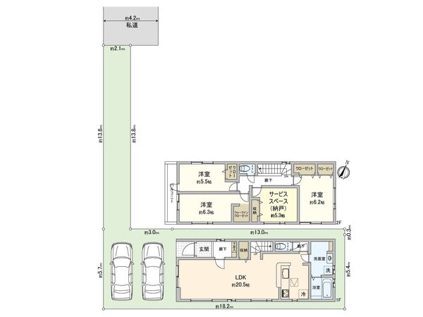 ふじみ野市駒西2丁目 2号棟 新築戸建 間取図(平面図)