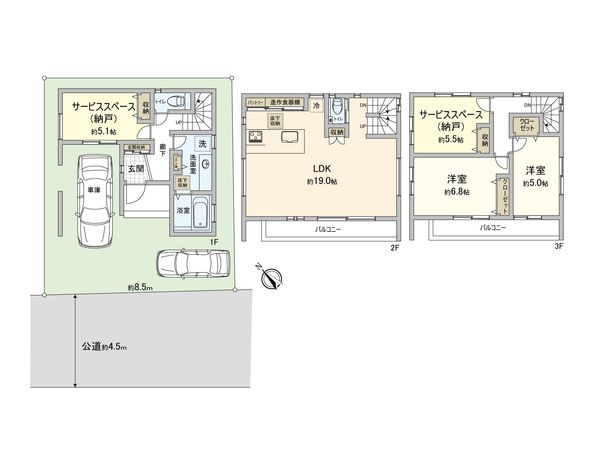 富士見市鶴瀬西3丁目 第9期 新築戸建 間取図(平面図)