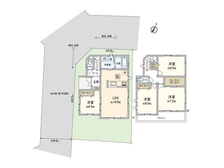 富士見市鶴瀬西3丁目 3期 1号棟 新築戸建 間取図