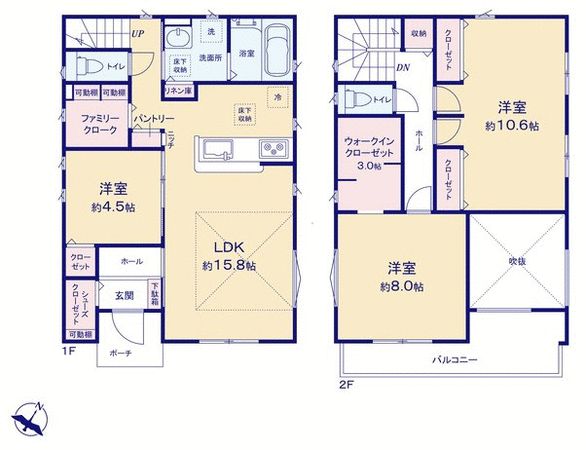 ふじみ野市上ノ原3丁目 戸建 2号棟 間取図(平面図) ふじみ野市上ノ原3丁目 戸建 2号棟 間取図(平面図)