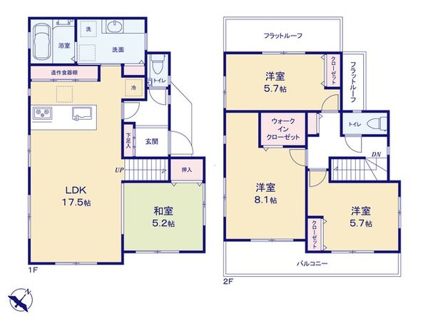 富士見市渡戸1丁目 B号棟 新築戸建 間取図(平面図)