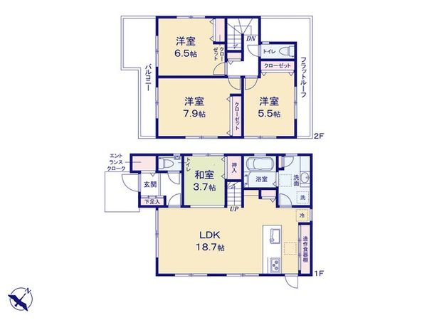 富士見市渡戸1丁目 D号棟 新築戸建 間取図(平面図)