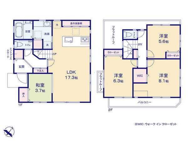 富士見市渡戸1丁目 E号棟 新築戸建 間取図(平面図) 富士見市渡戸1丁目 E号棟 新築戸建 間取図(平面図)