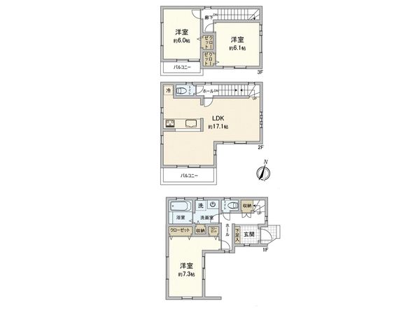 ふじみ野市鶴ケ舞1丁目 新築戸建 間取図(平面図) ふじみ野市鶴ケ舞1丁目 新築戸建 間取図(平面図)
