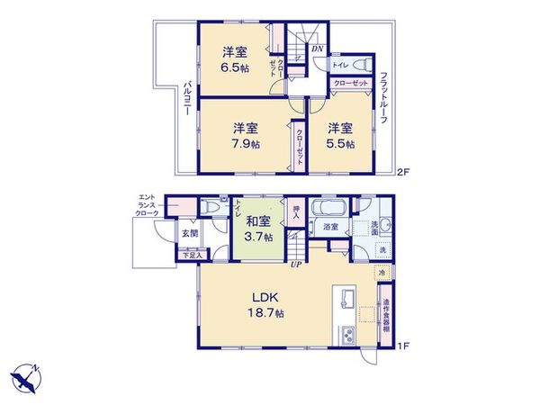 富士見市渡戸1丁目 D号棟 新築戸建 間取図(平面図) 富士見市渡戸1丁目 D号棟 新築戸建 間取図(平面図)