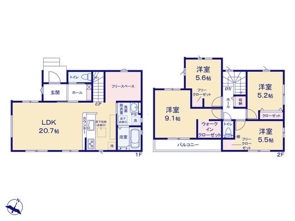 ふじみ野市大井武蔵野 1期 新築戸建 間取図(平面図)