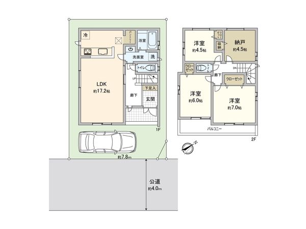 ふじみ野市西 第1 1号棟 新築戸建 間取図(平面図) ふじみ野市西 第1 1号棟 新築戸建 間取図(平面図)