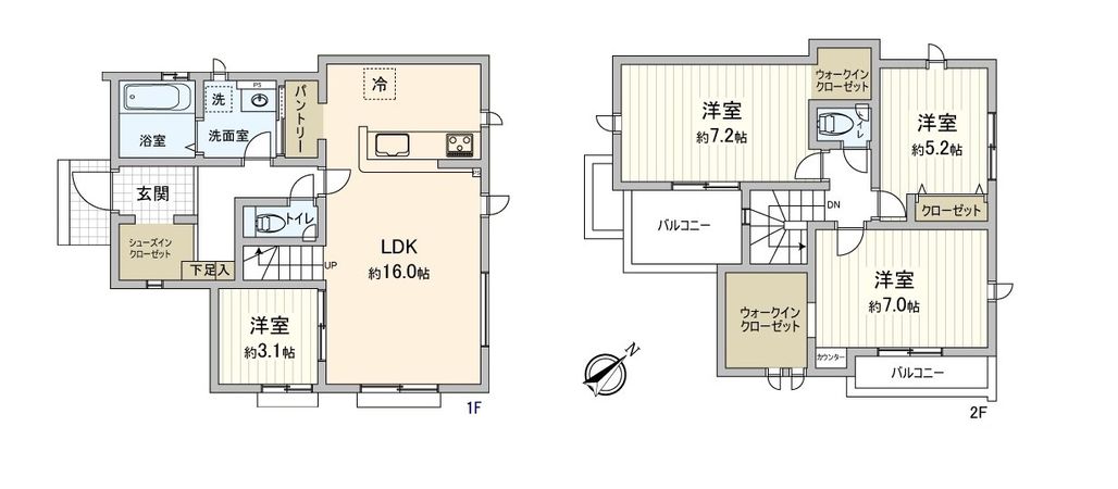 ふじみ野市滝 2期 1号棟 新築戸建 間取図(平面図) ふじみ野市滝 2期 1号棟 新築戸建 間取図(平面図)