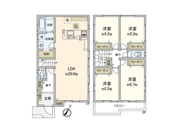 ふじみ野市北野 1期 1号棟 新築戸建 間取図(平面図) ふじみ野市北野 1期 1号棟 新築戸建 間取図(平面図)