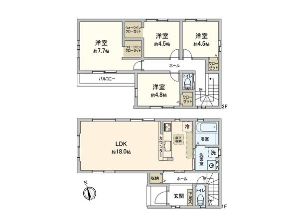 ふじみ野市元福岡2丁目 2期 1号棟 間取図(平面図) ふじみ野市元福岡2丁目 2期 1号棟 間取図(平面図)