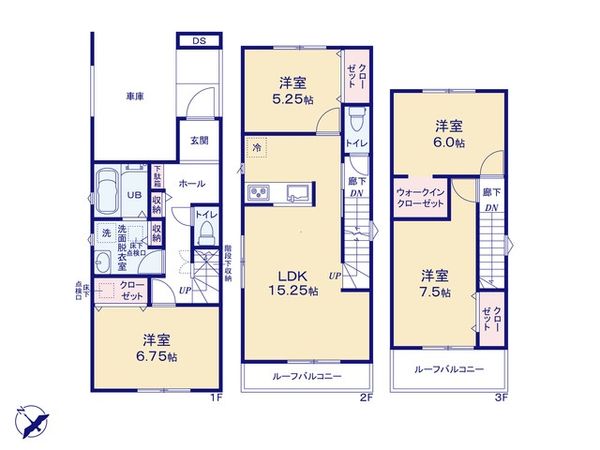 ふじみ野市上福岡5丁目 24-1期 1号棟 新築戸建 間取図(平面図) ふじみ野市上福岡5丁目 24-1期 1号棟 新築戸建 間取図(平面図)