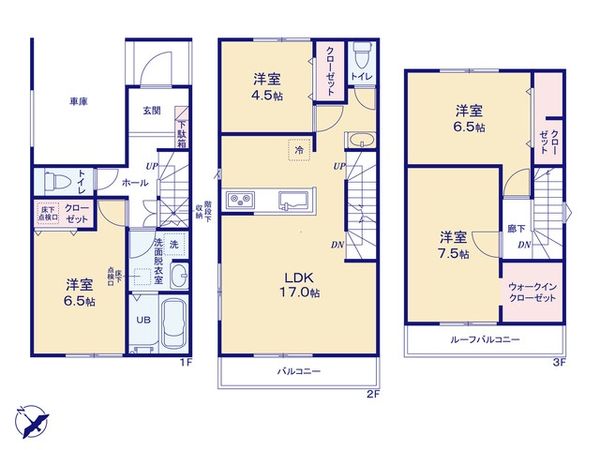 ふじみ野市上福岡5丁目 24-1期 2号棟 新築戸建 間取図(平面図) ふじみ野市上福岡5丁目 24-1期 2号棟 新築戸建 間取図(平面図)